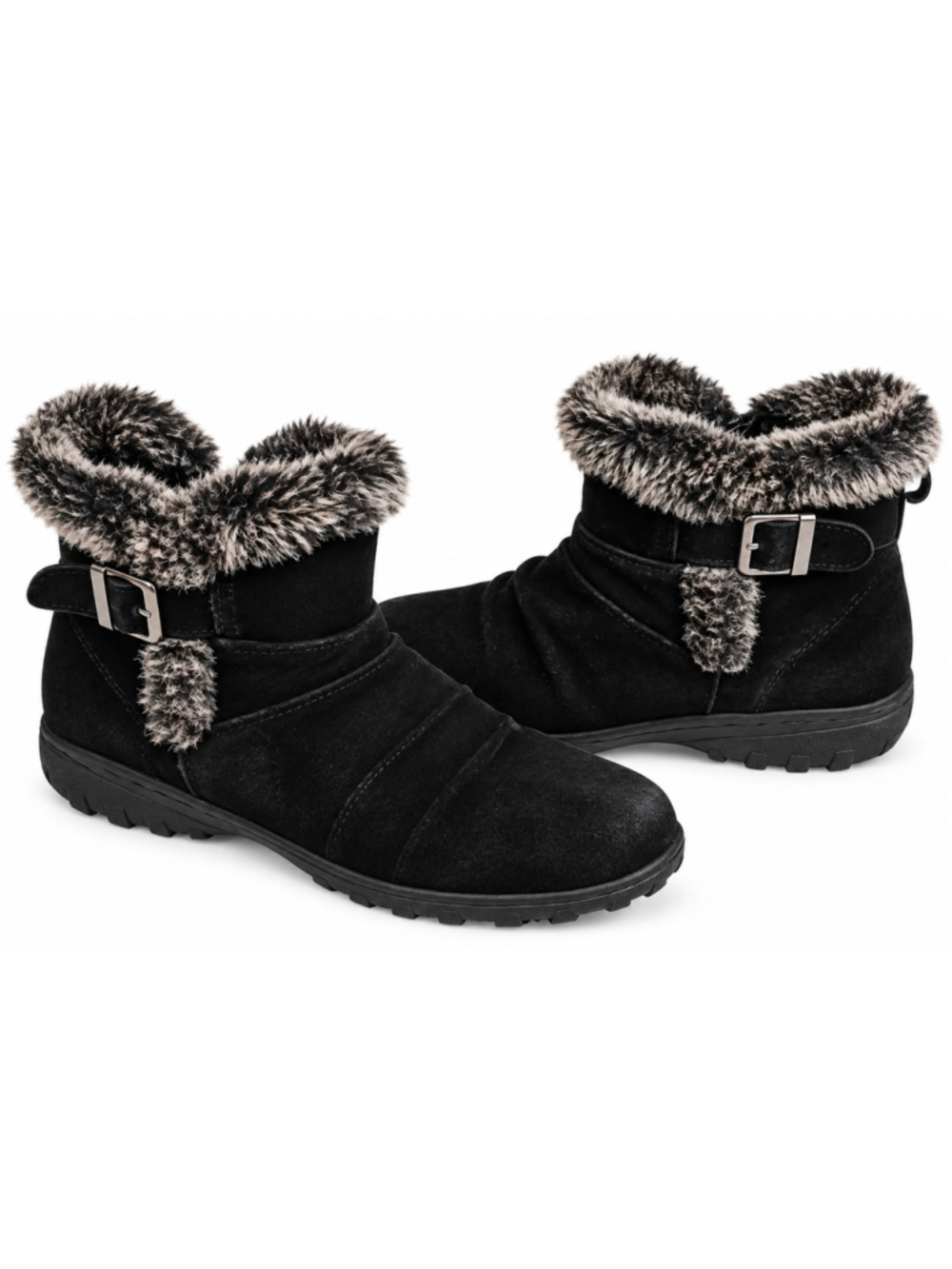 Khombu Lindsey 1077489 Black Leather Faux Fur Ankle Boots Women’s 8M